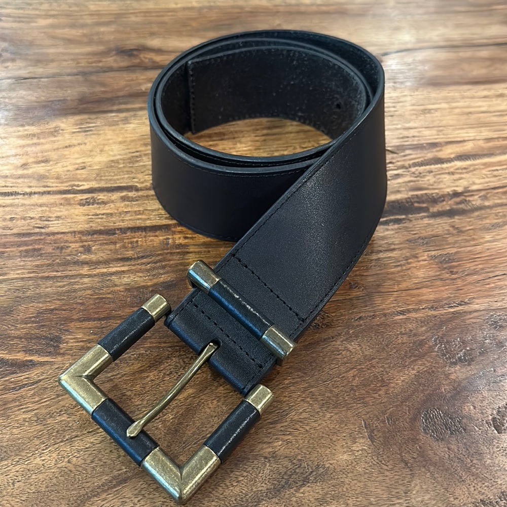 Anthropologie Black Leather Belt Medium